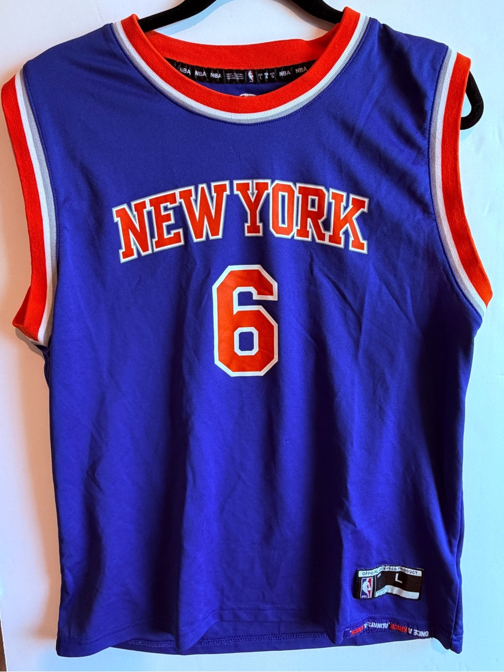 NBA Purple and Orange Team Basketball Jersey Collar Detail